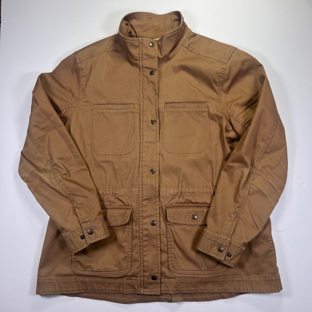 L.L. Bean Field Jacket Women XL Brown Utility Cotton Spandex Barn Coat 502103